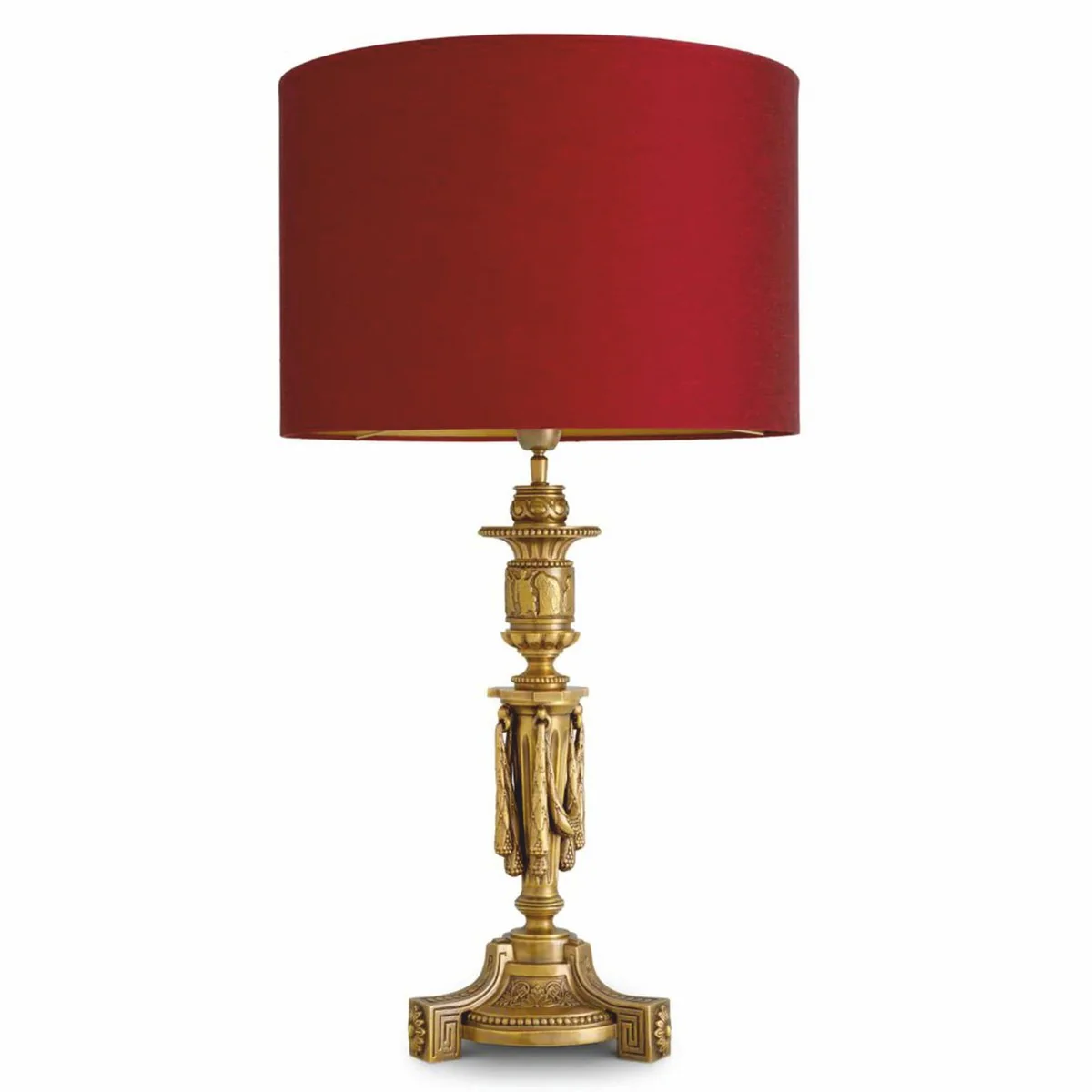 Luxus Barock Tischleuchte Antik Gold / Rot H. 83,5 cm - Barock Schreibtischleuchte