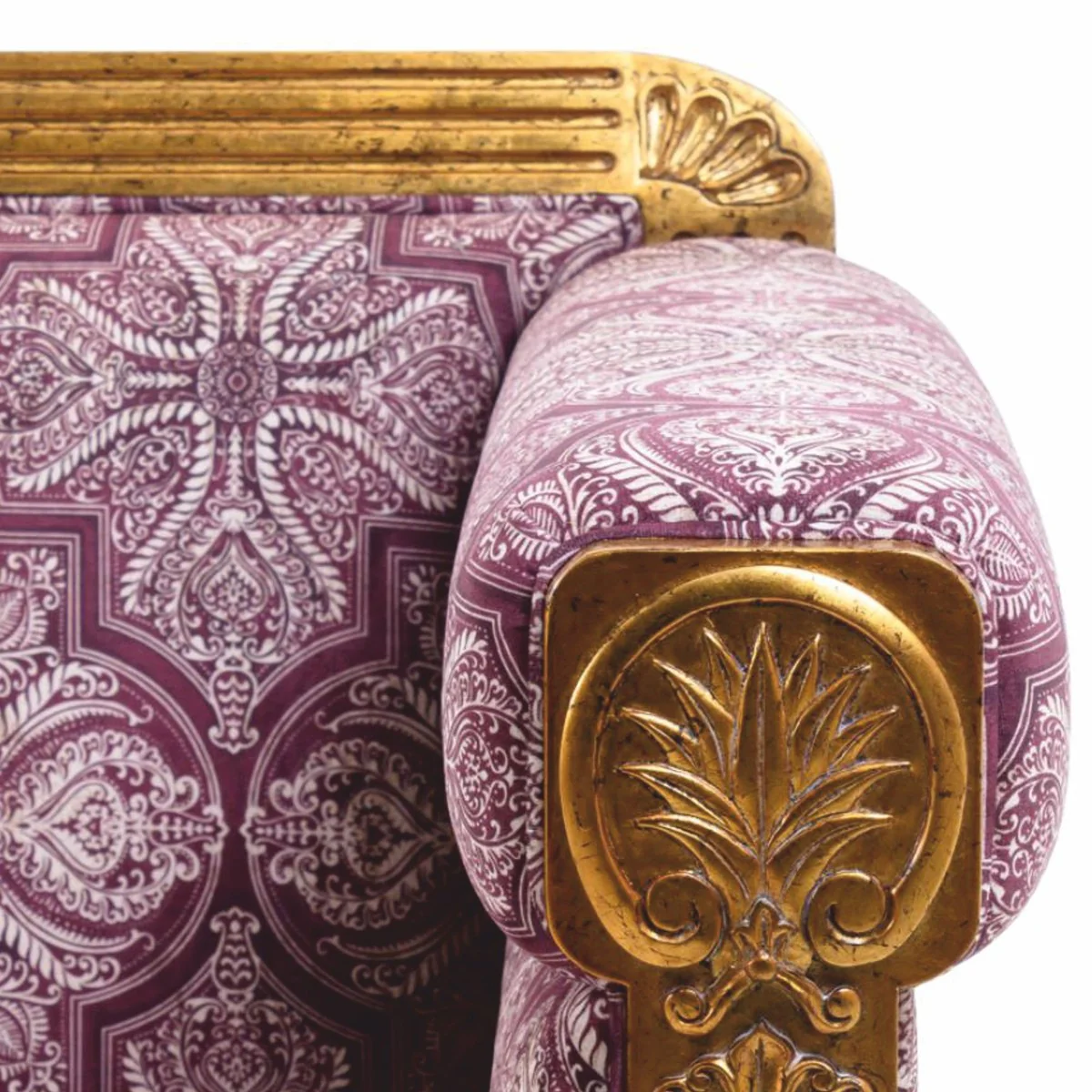 Luxus Barock Sofa Lila / Antik Gold 231 cm - Barock Wohnzimmer Möbel