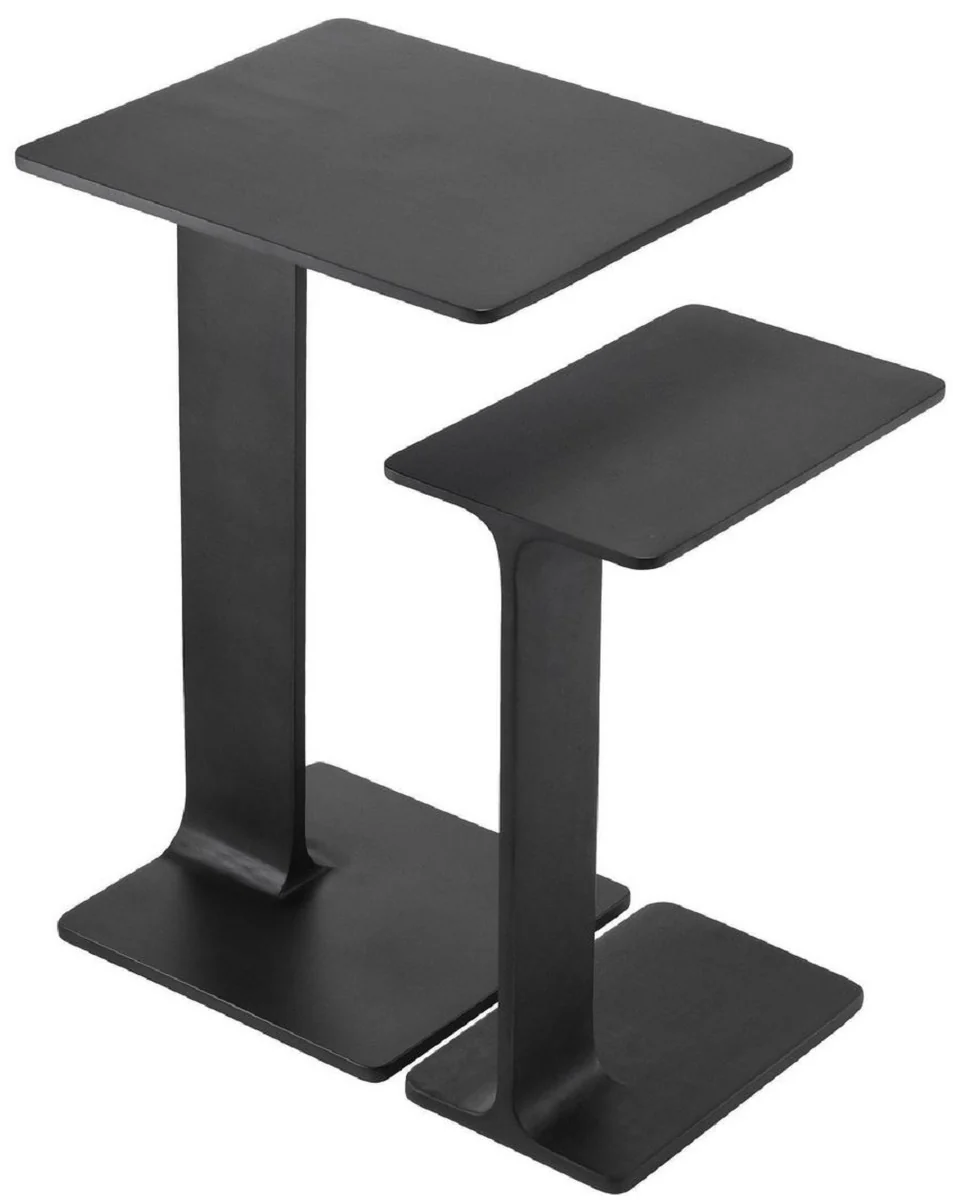 Luxus Beistelltisch Set Schwarz - 2 Tische aus hochwertigem Aluminium - Wohnzimmer Möbel - Luxus Qualität