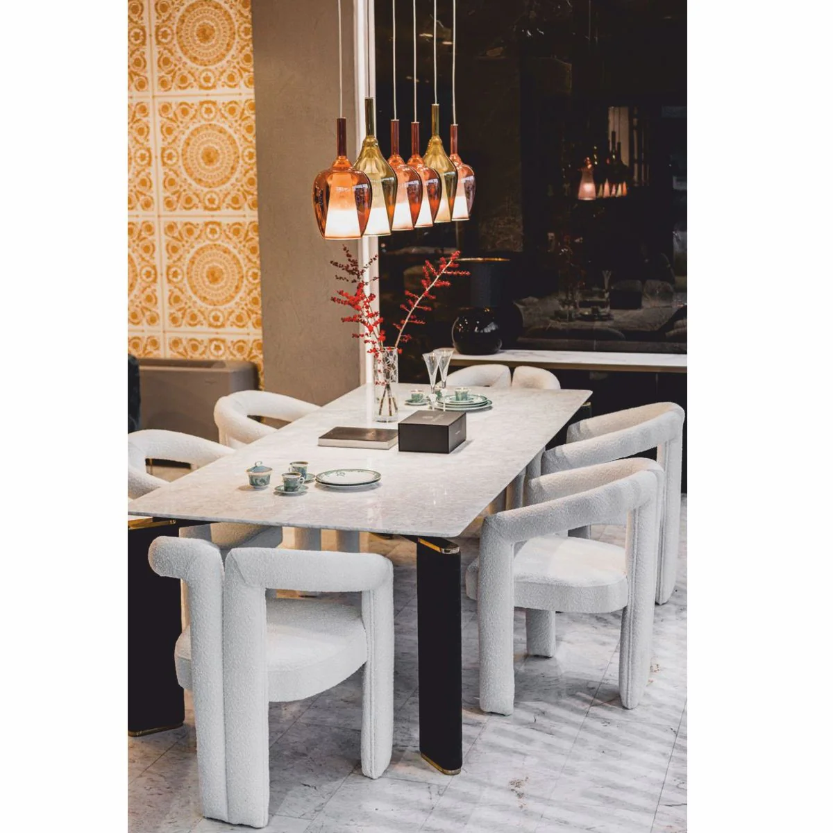 Luxus Esszimmer Stuhl mit Armlehnen Weiß 60 x 65 x H. 80 cm