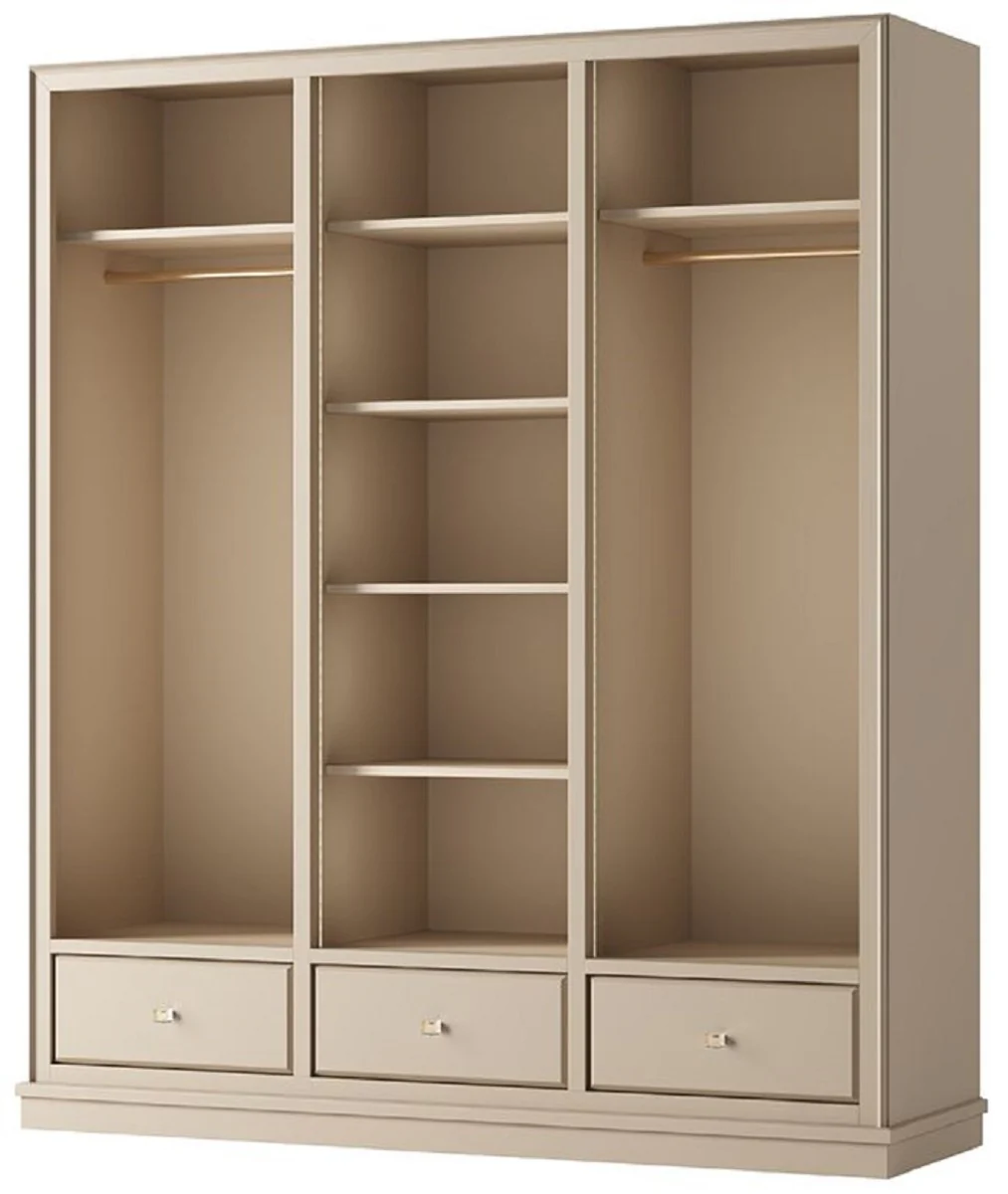 Luxus Kleiderschrank Beige 200 x 60 x H. 230 cm - Offener Schlafzimmer Schrank - Schlafzimmer Möbel - Hotel Möbel - Luxus Einrichtung - Schlafzimmer Einrichtung - Luxus Möbel