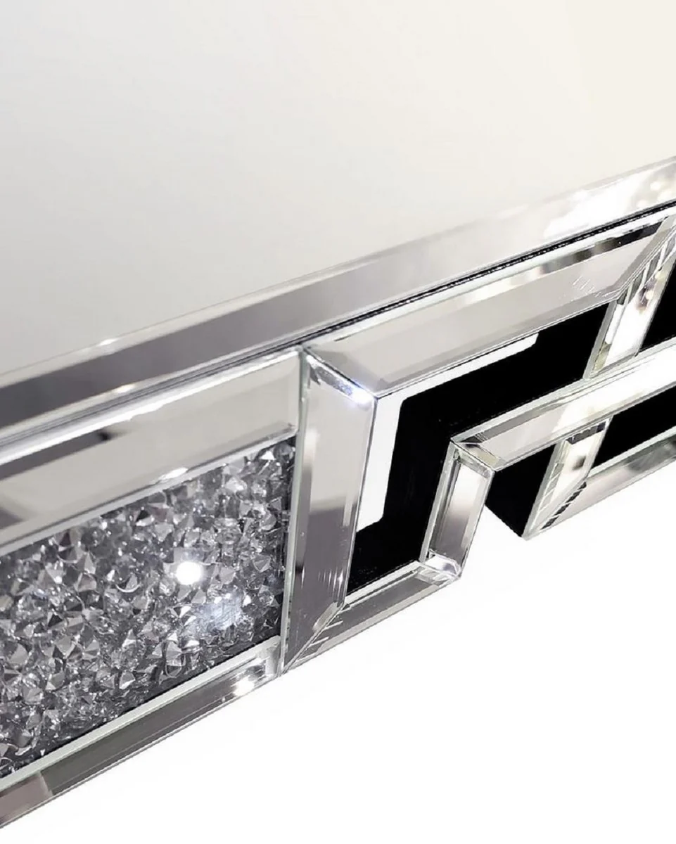 Designer Kristall Wandspiegel 80 x 3 x H. 120 cm - Rechteckiger Spiegel mit dekorativen Glaskristallen - Wohnzimmer Spiegel - Schlafzimmer Spiegel - Garderoben Spiegel - Luxus Möbel