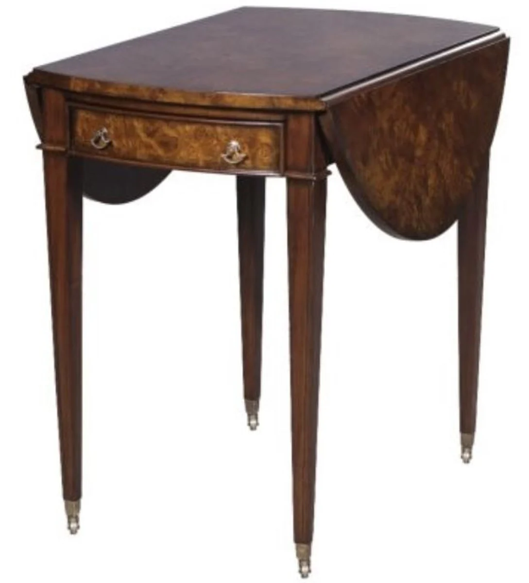 Luxus Beistelltisch mit Schublade Braun / Hellbraun 89 x 76 x H. 64 cm - Wohnzimmer Beistelltisch auf Rollen