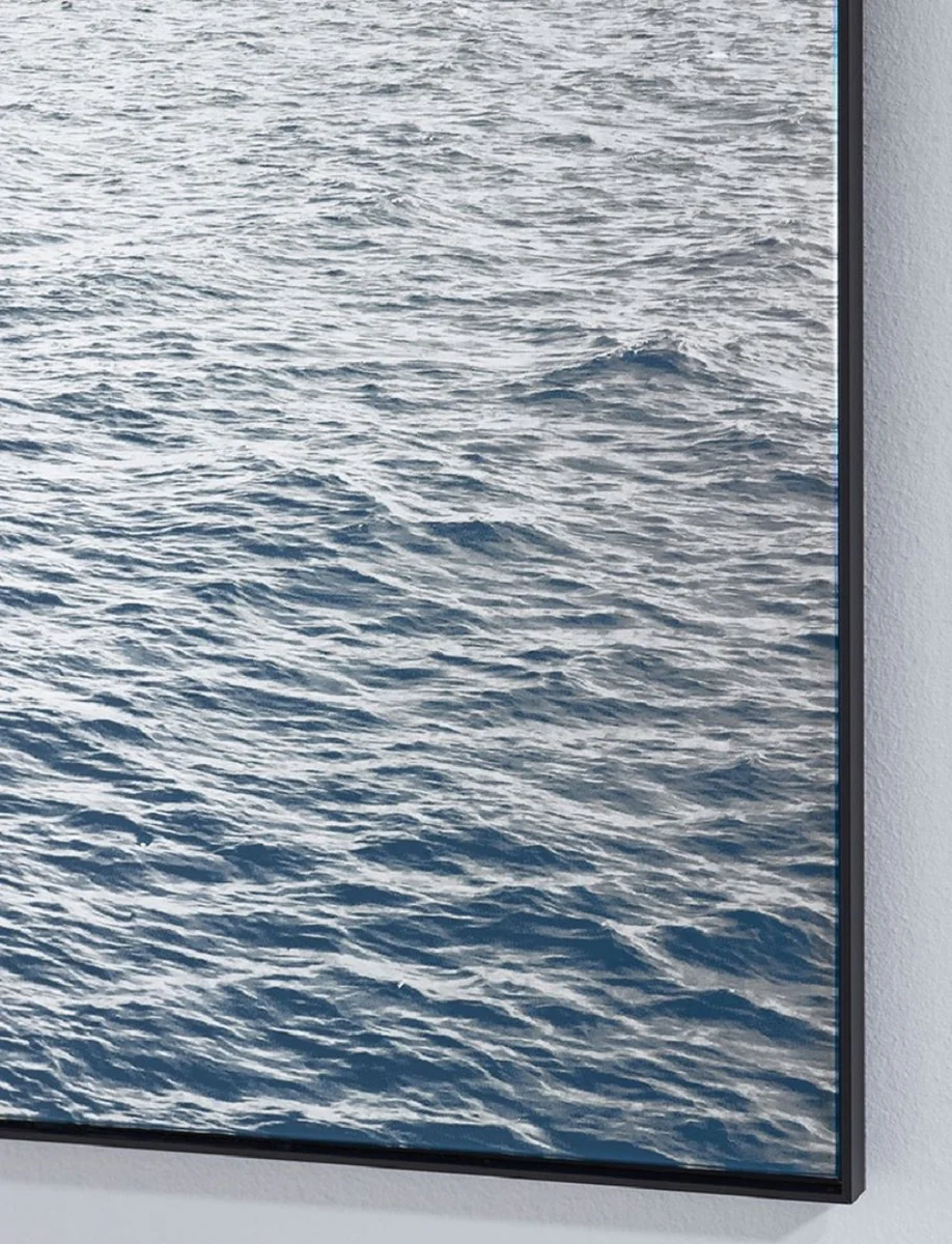 Luxus Wandspiegel Meer Blau / Schwarz 120 x 2 x H. 90 cm - Rechteckiger Spiegel mit Metallrahmen - Luxus Möbel