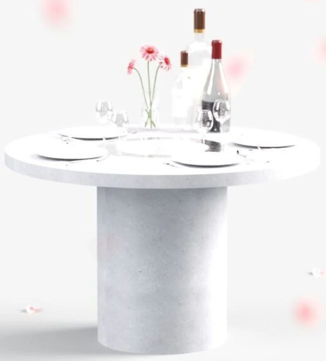 Luxus Esstisch mit Bioethanol Kamin Ø 120 x H. 75 cm - Verschiedene Farben - Esszimmertisch - Gartentisch - Esszimmer Möbel - Garten Möbel - Luxus Möbel - Luxus Einrichtung