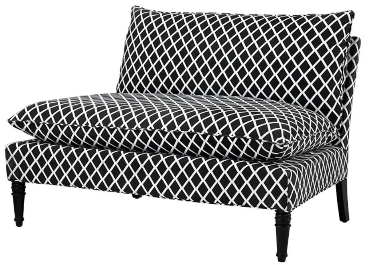 Wohnzimmer Sofa Schwarz / Weiß 129,5 x 91 x H. 89 cm - Designer Möbel