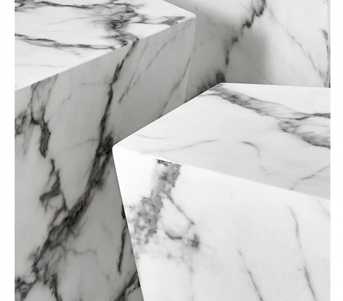 Art Deco Luxus Couchtisch Kunstmarmor 3er Set - Wohnzimmer Salon Tisch - Luxus Möbel