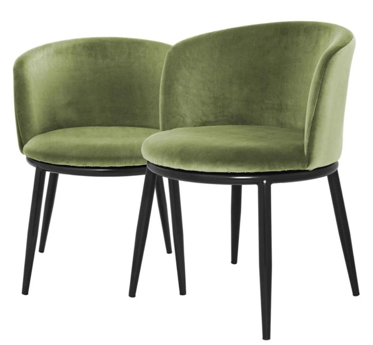 Luxus Esszimmerstuhl Set Hellgrün / Schwarz 57 x 57 x H. 74 cm - Esszimmermöbel