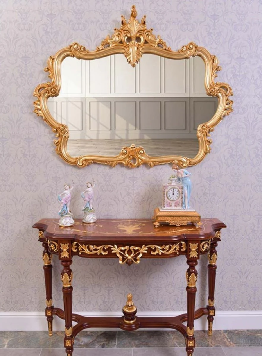Luxus Barock Spiegel Gold 133 cm - Barockstil Wandspiegel - Made in Italy