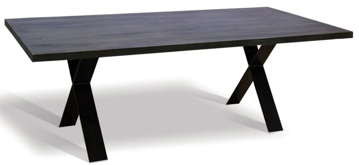 Luxus Massivholz Esstisch - Verschiedene Größen & Farben - Küchentisch mit rustikaler Eichenholz Tischplatte und Metallbeinen - Esszimmer Tisch