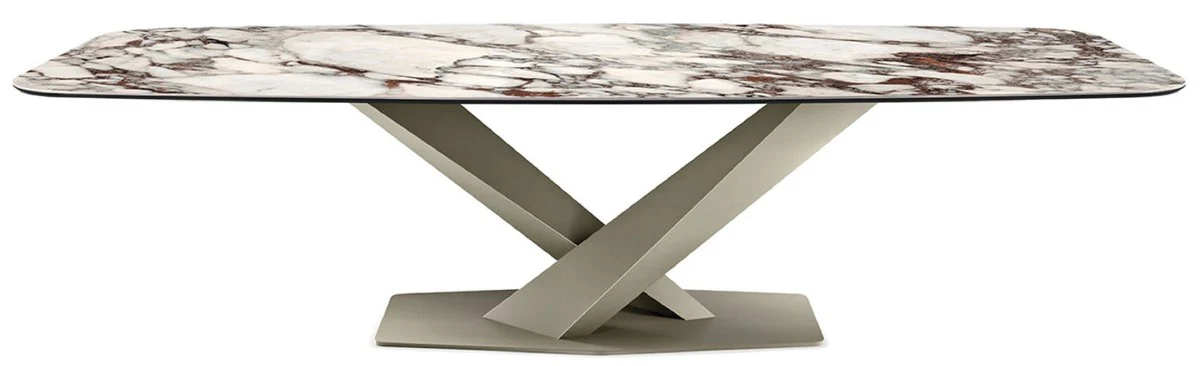 Luxus Esstisch Mehrfarbig / Titanfarben 300 x 120 x H. 75 cm - Esszimmertisch mit hochwertiger Keramik Tischplatte - Moderne Esszimmer Möbel - Luxus Qualität - Made in Italy