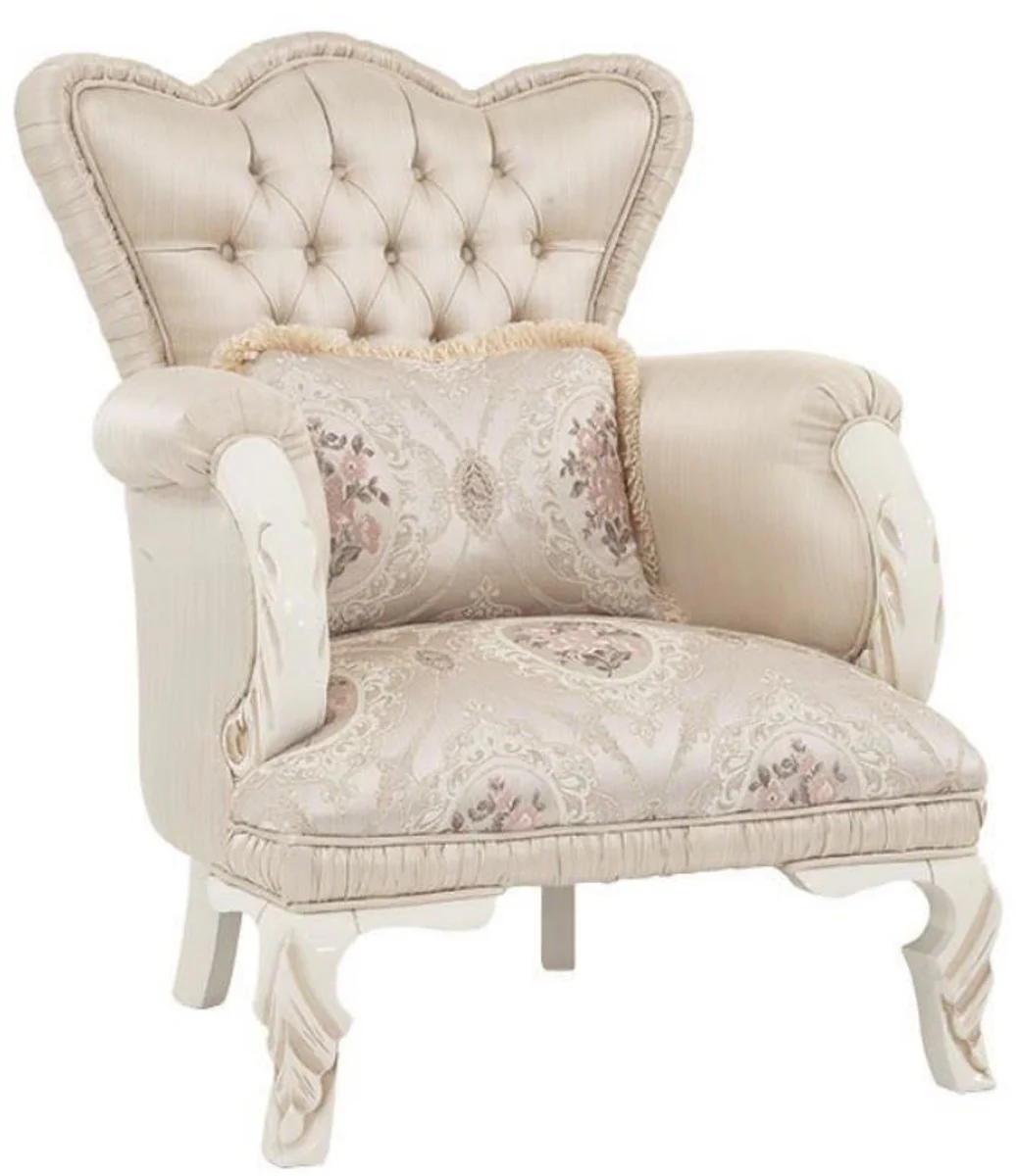Luxus Barock Wohnzimmer Set Beige / Creme / Rosa - 2 Sofas & 2 Sessel - Wohnzimmer Möbel im Barockstil - Edel & Prunkvoll