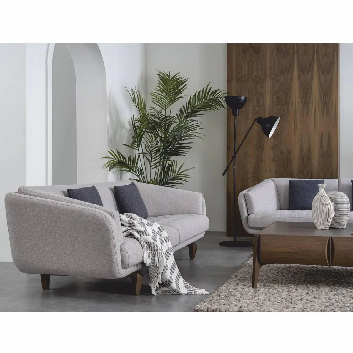 Luxus 3er Sofa Grau / Braun 240 cm - Wohnzimmer & Hotel Möbel