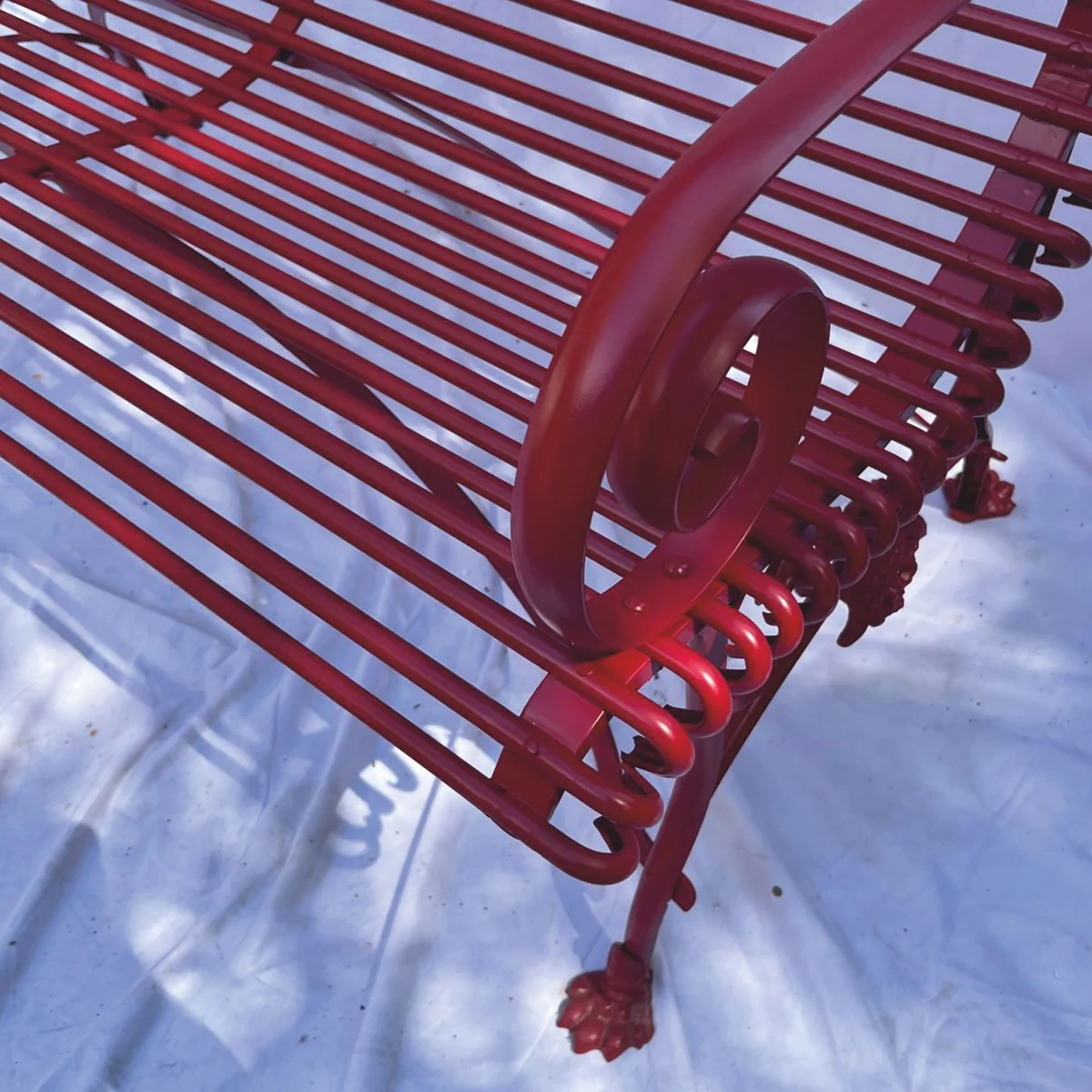 Jugendstil Gartenbank Dunkelrot 120 cm - Barock & Jugendstil Garten Möbel