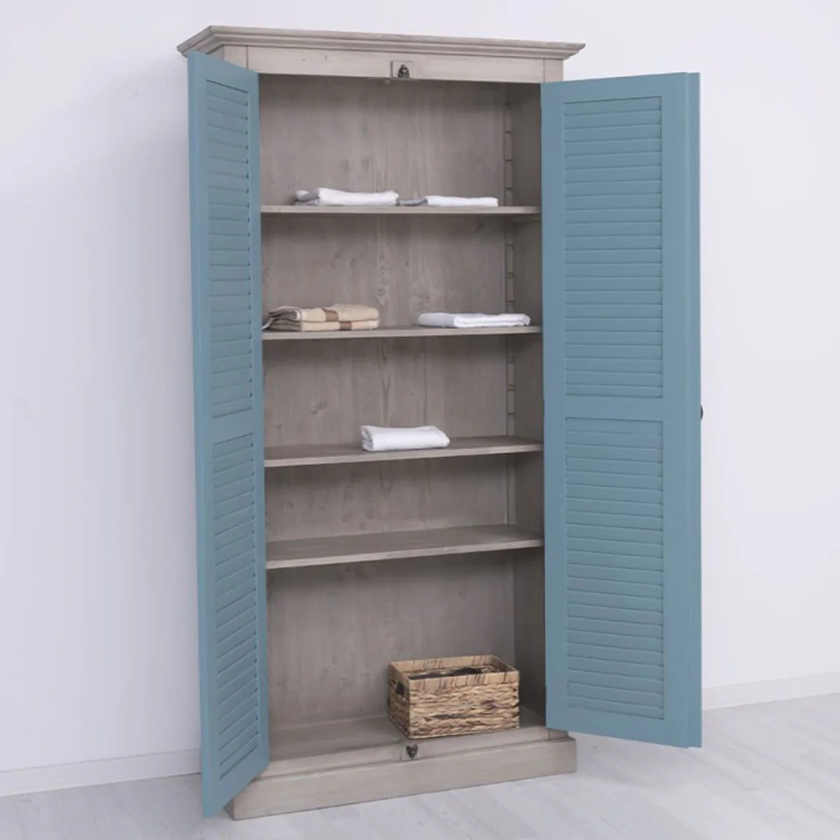 Landhausstil Schlafzimmer Schrank Grau / Blau 109 cm - Schlafzimmer Möbel