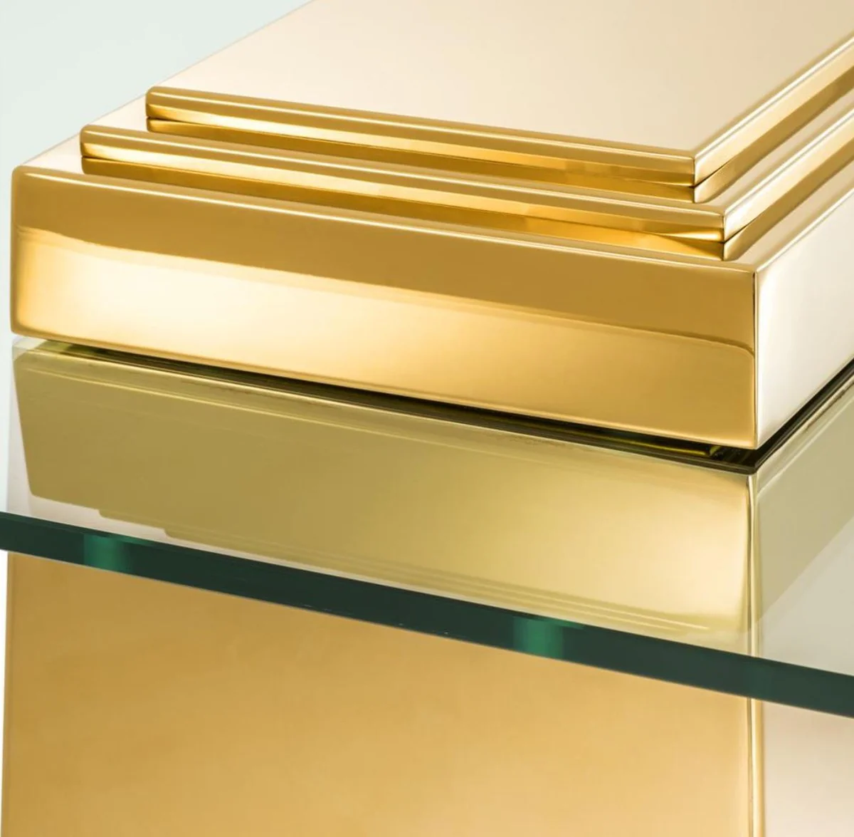 Luxus Couchtisch / Wohnzimmertisch Gold 105 x 105 x H. 44 cm - Luxus Wohnzimmermöbel