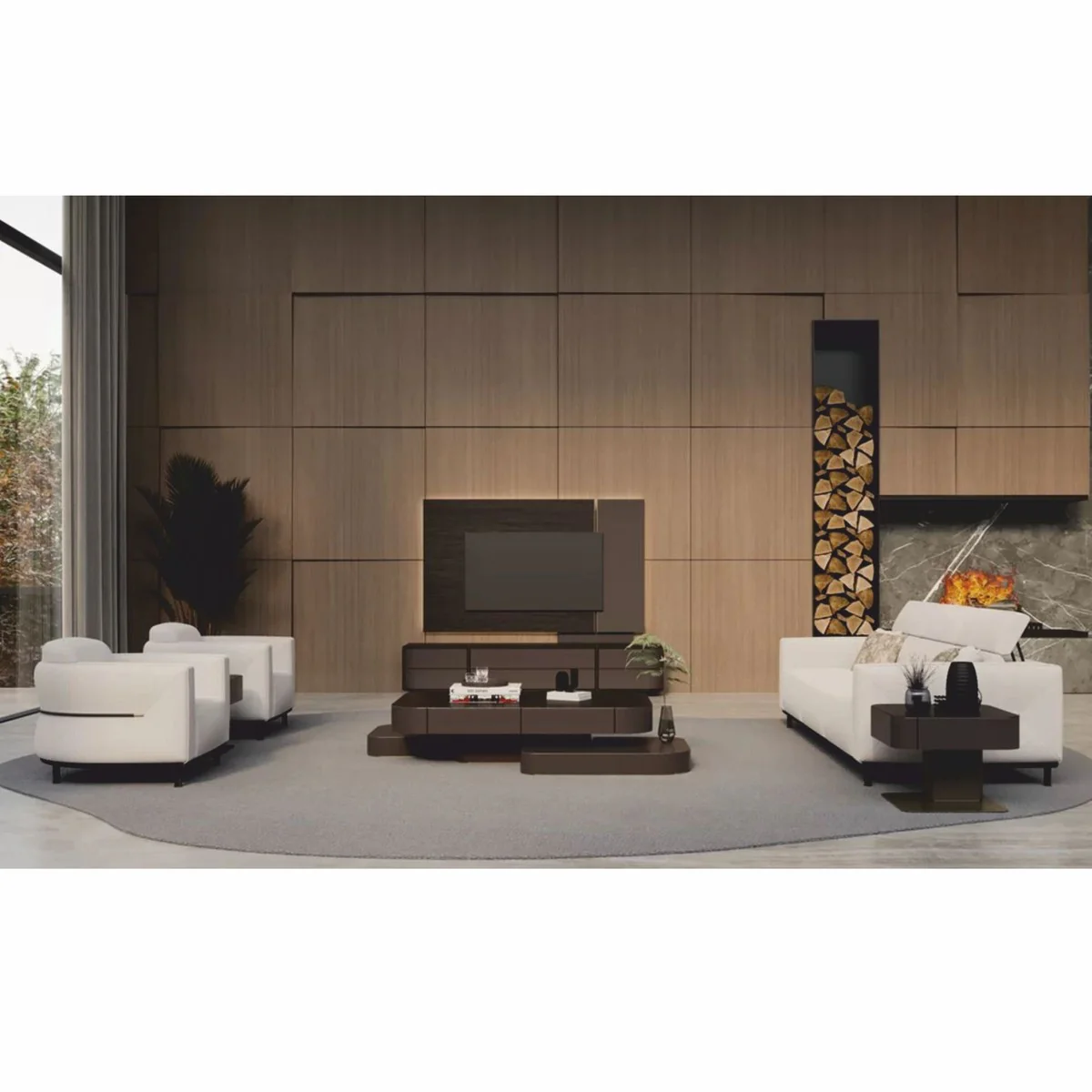 Luxus Couchtisch Dunkelbraun / Messing 190 cm - Wohnzimmer & Hotel Möbel