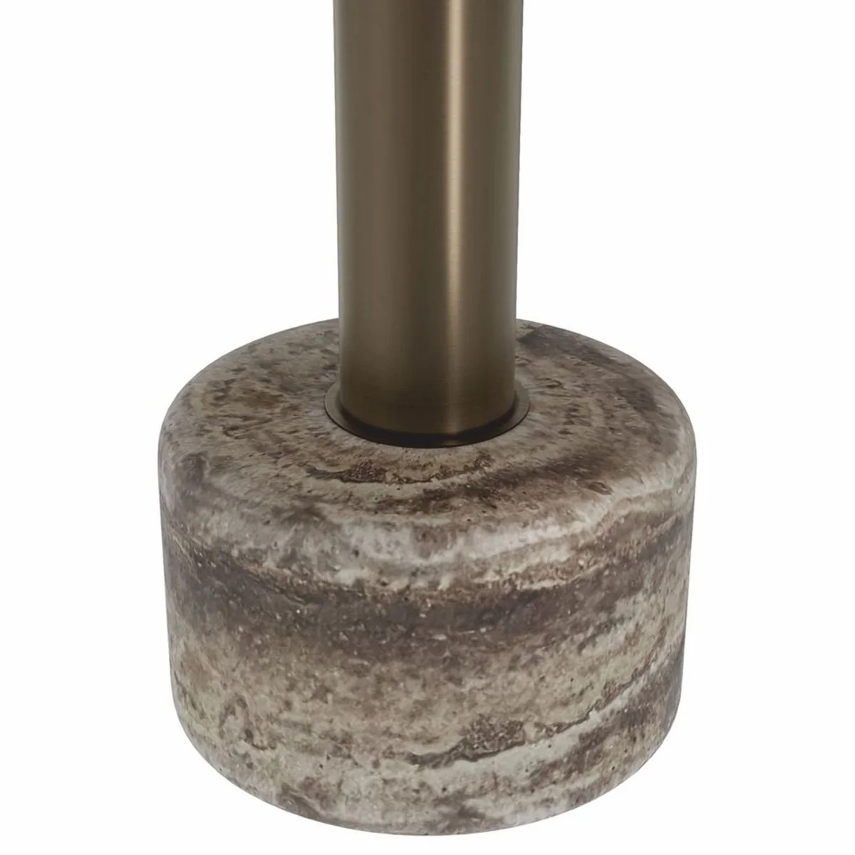 Luxus Travertin Esstisch Grau / Bronze Ø 120 cm - Esszimmer Möbel