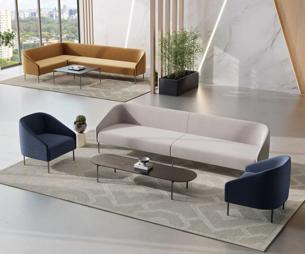 Luxus Wohnzimmer & Hotel Sofa Grau / Schwarz 200 cm - Luxus Möbel