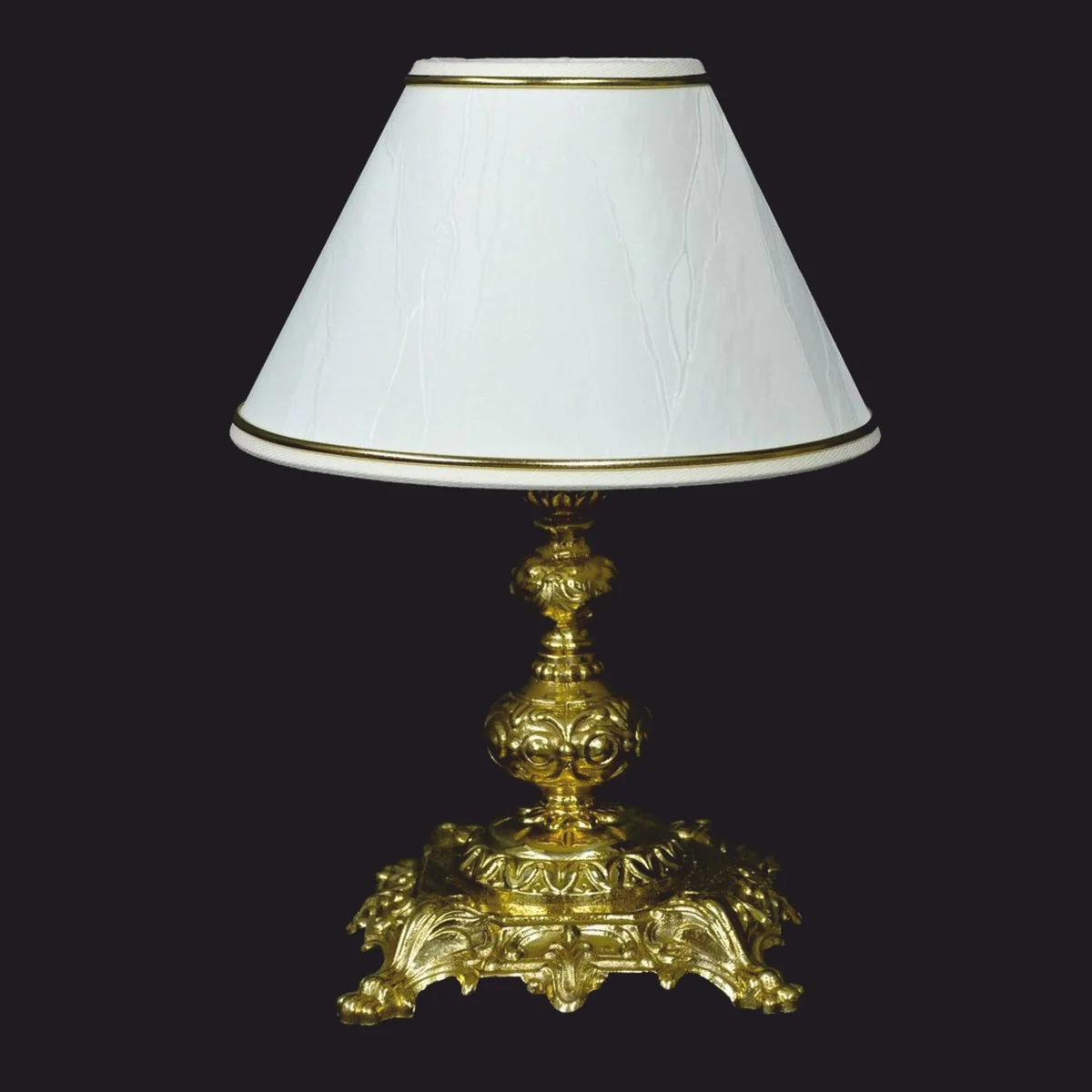 Luxus Barock Tischleuchte Gold Glänzend / Weiß Ø 20 x H. 27 cm - Barock Leuchten
