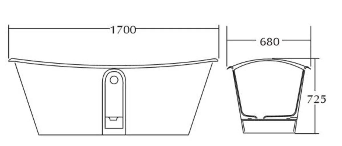Luxus Jugendstil Badewanne Grau / Weiß 170 x 68 x H. 72,5 cm - Freistehende Badewanne - Badezimmermöbel