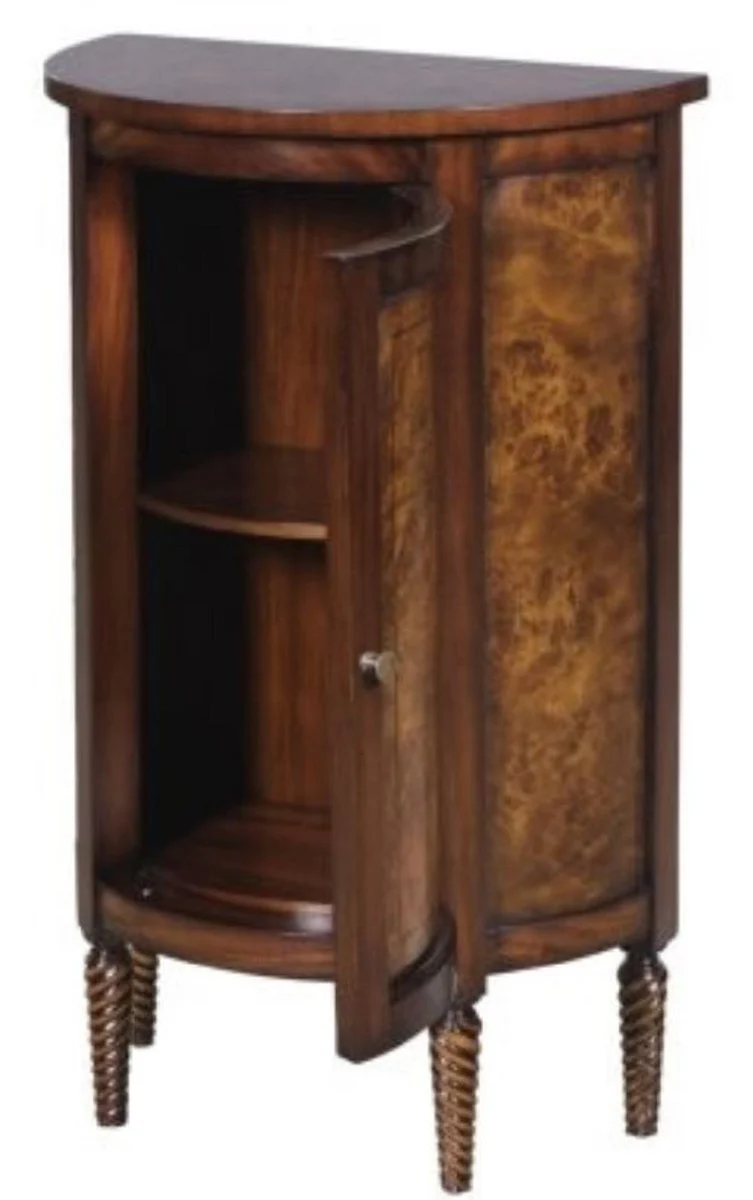 Luxus Jugendstil Kommode Hellbraun / Braun 51 x 28 x H. 82 cm - Kleiner Halbrunder Schrank mit Tür