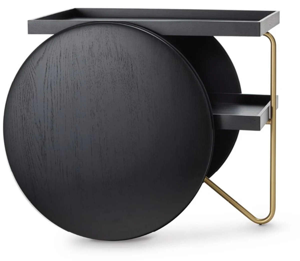 Luxus Beistelltisch mit Rädern Schwarz / Gold - Made in Italy