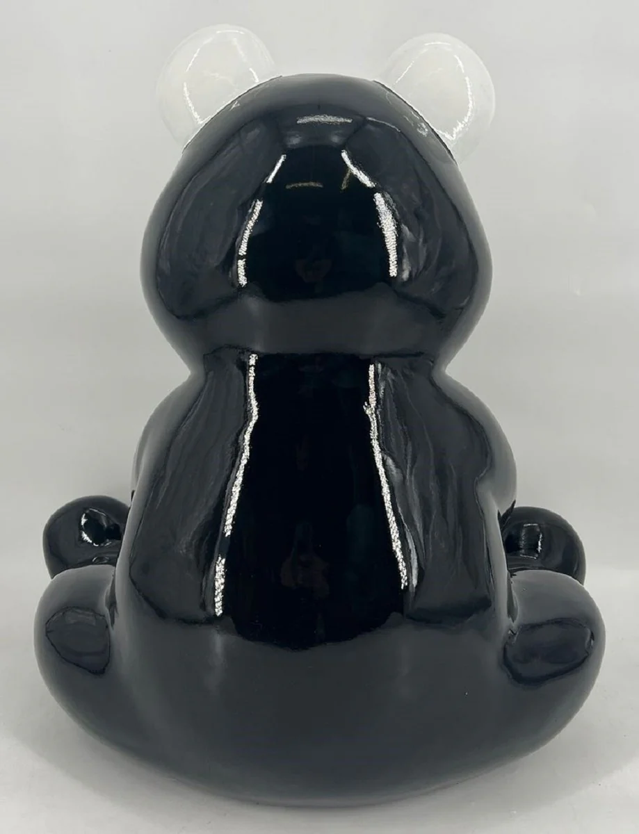 Luxus Deko Figur Boxer Teddybär Schwarz / Weiß 50 cm - Deko Skulptur