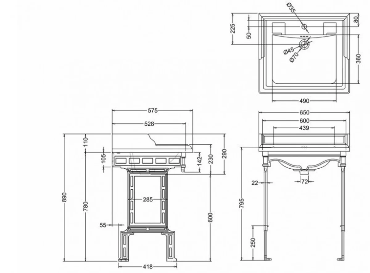 Luxus Jugendstil Stand Waschtisch Weiß / Weiß mit Marmorplatte und Ablage Barock Waschbecken Barockstil Antik Stil