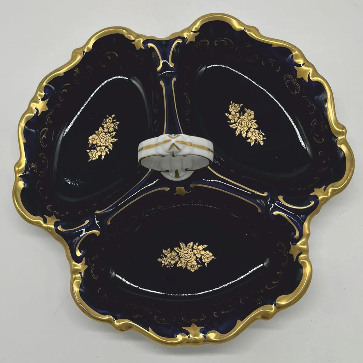 Luxus Barock Porzellan Servierschale mit Tragegriff Ø 25 cm - Reichenbach Porzellan