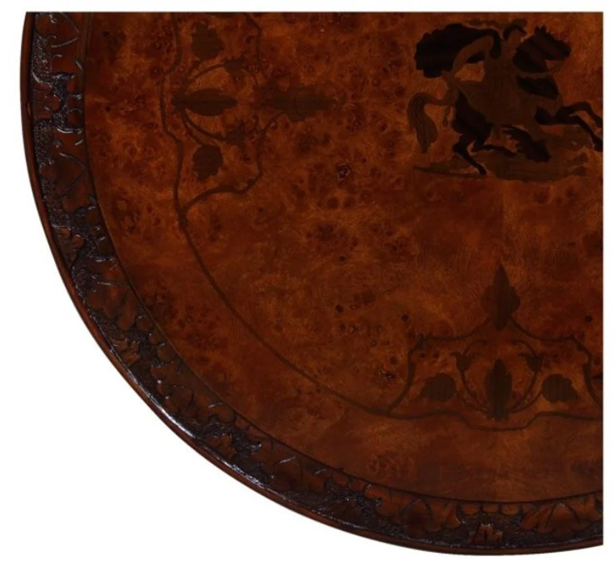 Luxus Jugendstil Mahagoni Beistelltisch Braun Ø 50 x H. 74 cm - Wohnzimmermöbel