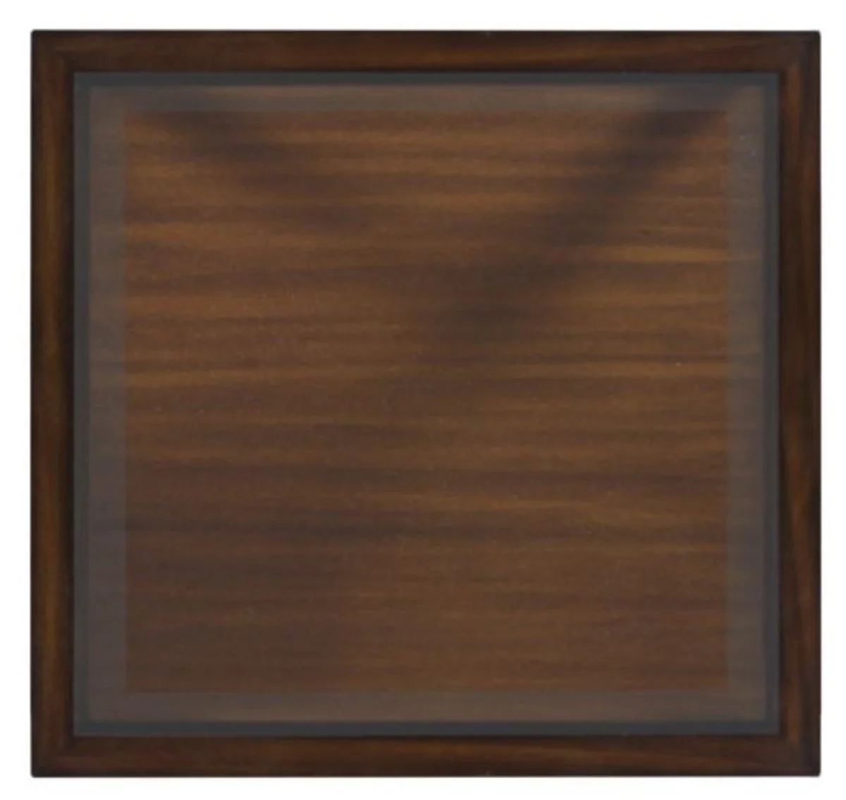 Luxus Mahagoni Beistelltisch Braun / Schwarz 52 x 52 x H. 64 cm - Wohnzimmer Beistelltisch mit Glasplatte und Schublade