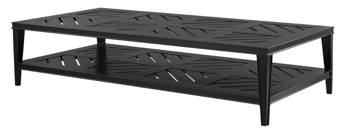 Luxus Couchtisch Mattschwarz 180 x 90 x H. 42 cm - Rechteckiger Wohnzimmertisch aus hochwertigen strapazierbarem Aluminium - Gartentisch