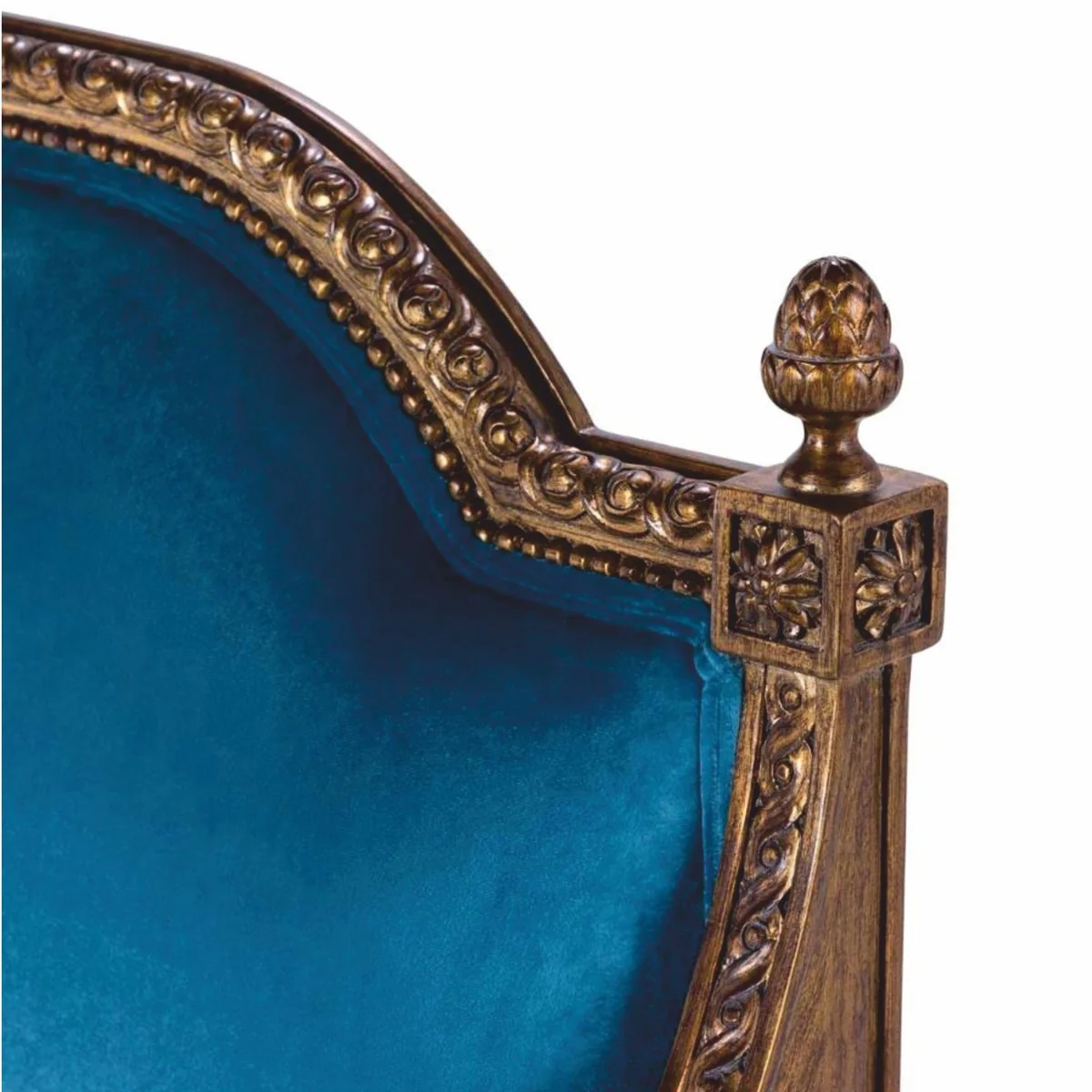 Luxus Barock Samt Sofa Blau / Braun 233 cm - Barockstil Wohnzimmer Möbel