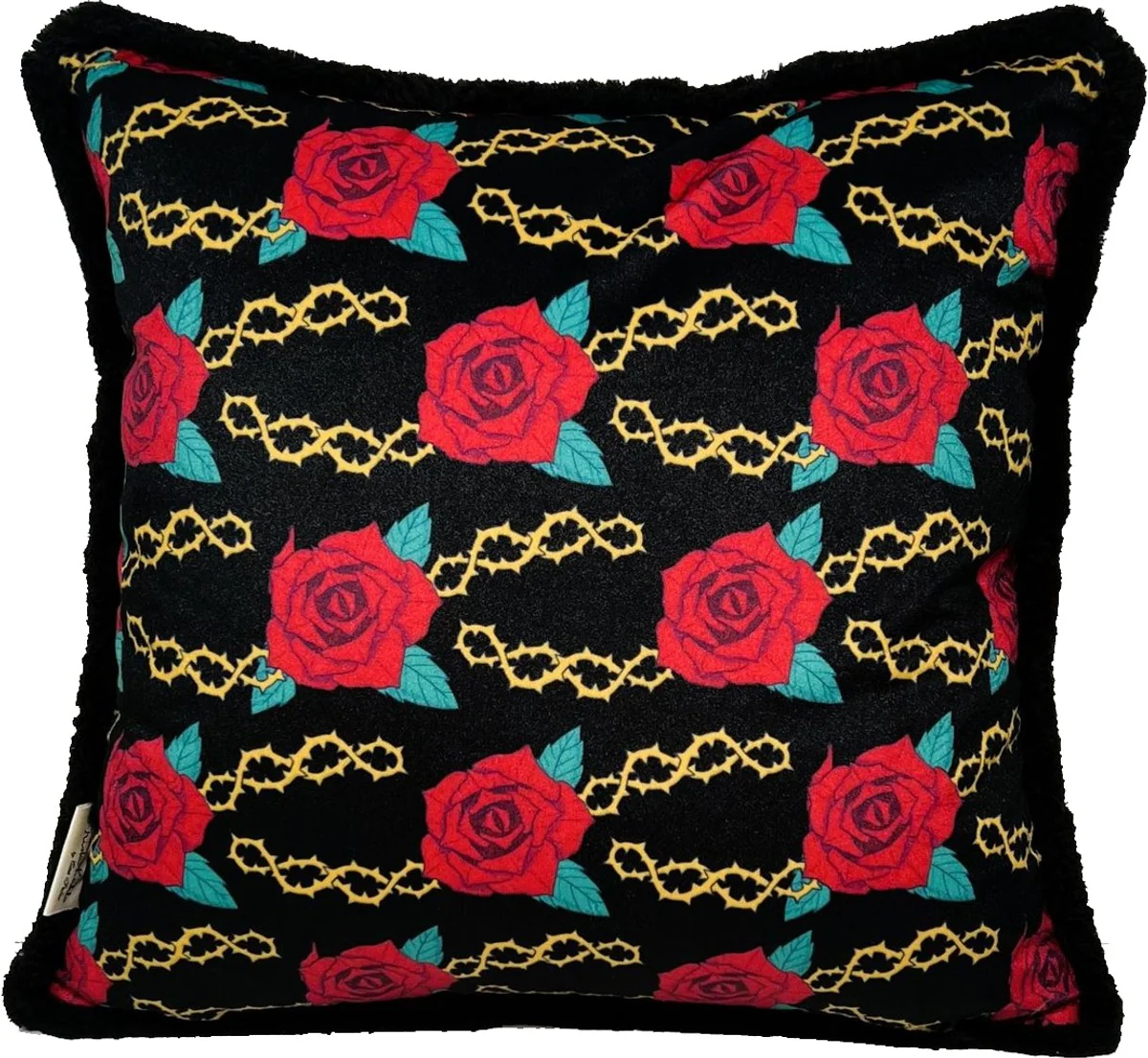 Frida Kahlo by Luxus Deko Kissen mit Strass Steinen Schwarz / Bunt