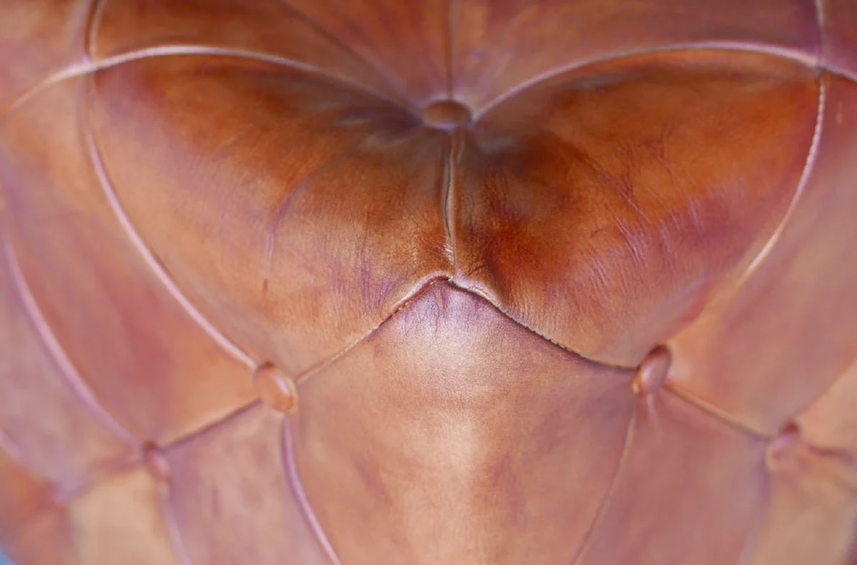 Luxus Chesterfield Leder Hocker 40 x 40 x H. 45 cm - Verschiedene Farben - Echtleder Fußhocker - Chesterfield Wohnzimmer Möbel