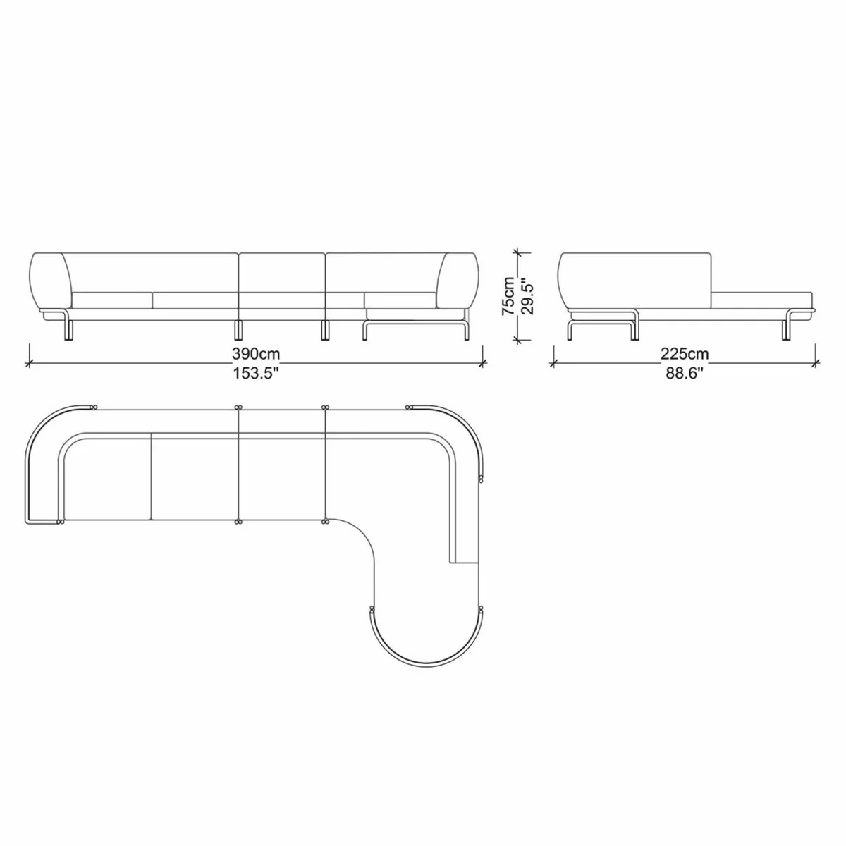 Luxus Ecksofa Grau / Messing 390 cm - Wohnzimmer & Hotel Möbel