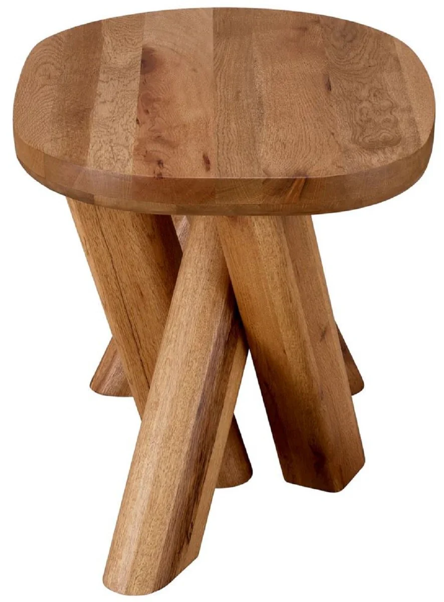 Luxus Massivholz Beistelltisch Braun 65 x 50 x H. 49,5 cm - Eichenholz Beistelltisch - Wohnzimmer Möbel - Luxus Möbel - Luxus Qualität