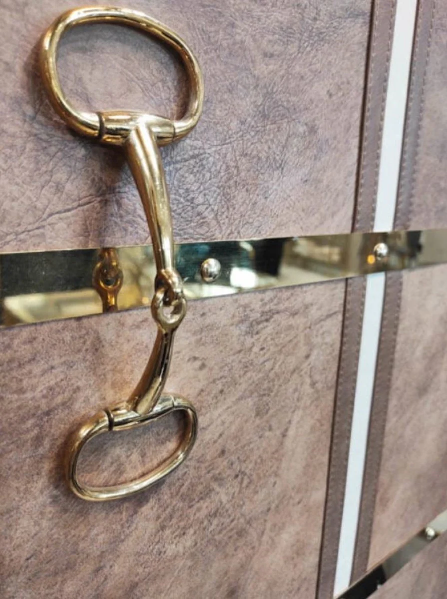 Luxus Barschrank Braun / Gold 108 x 48 x H. 180 cm - Edler Weinschrank mit 2 Türen - Luxus Bar Möbel