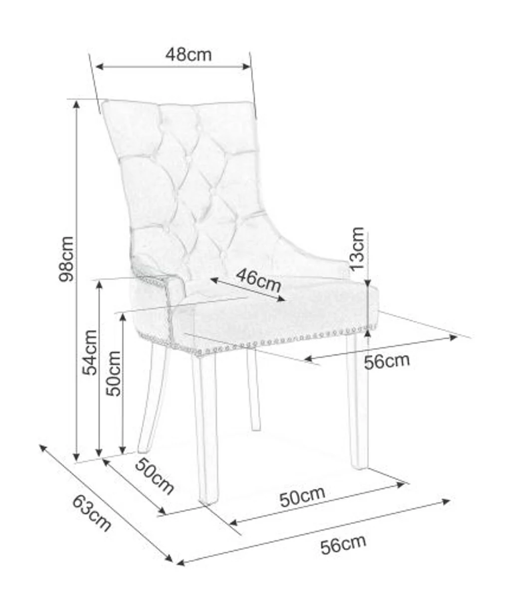 Luxus Chesterfield Esszimmerstuhl Blau / Silber / Schwarz 55 x 45 x H. 99 cm - Küchenstuhl mit Samtstoff - Esszimmer Möbel