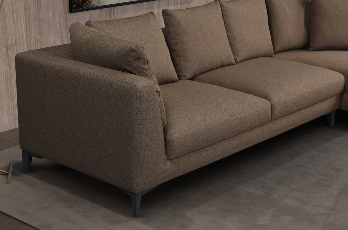Luxus Ecksofa Braun / Schwarz 313 x 178 x H. 73 cm - Wohnzimmer Sofa - Wohnzimmer Möbel - Luxus Möbel - Luxus Wohnzimmer Einrichtung
