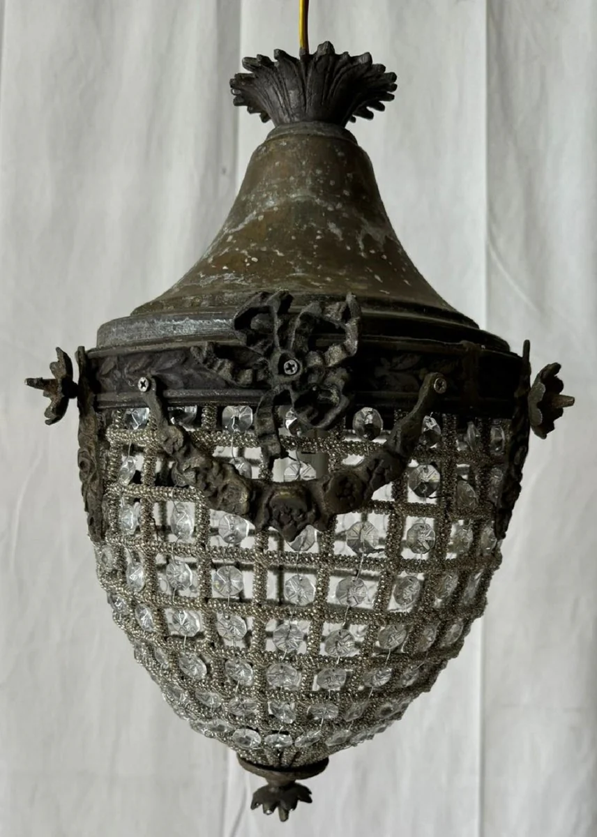 Barock Kristall Hängeleuchte Oxidiert H. 35 cm - Barock Leuchten
