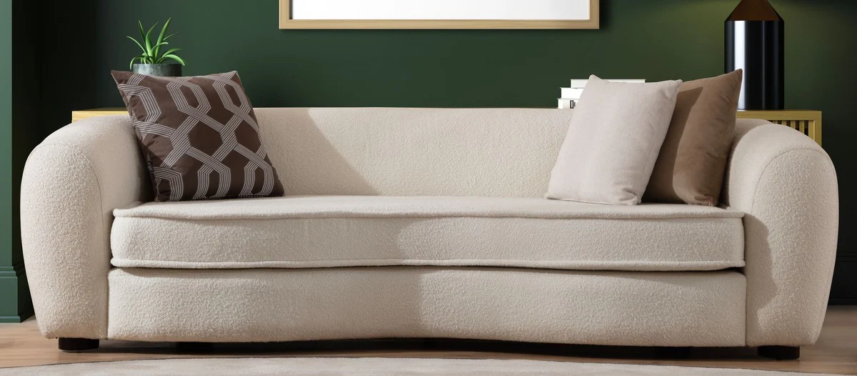 Luxus Sofa Weiß / Schwarz 250 x 106 x H. 72 cm - Wohnzimmer Sofa - Hotel Sofa - Wohnzimmer Möbel - Wohnzimmer Einrichtung - Hotel Möbel - Luxus Möbel - Luxus Einrichtung