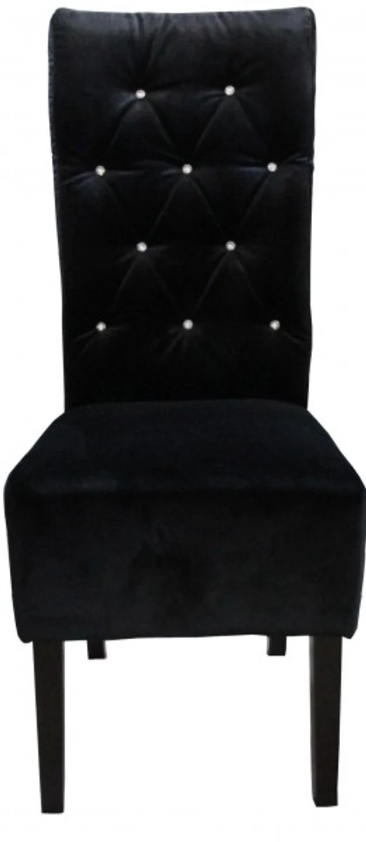 Designer Chesterfield Esszimmer Stuhl Schwarz mit Bling Bling Glitzersteinen