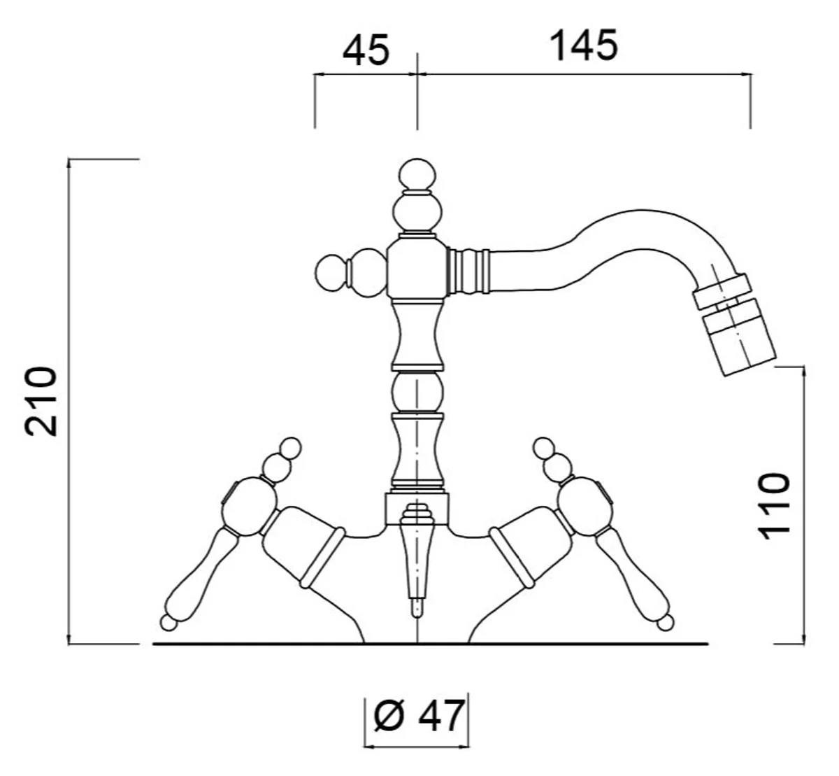 Jugendstil Retro Bidet-Einlochbatterie Badezimmer Waschtischarmatur Silber / Weiß H. 21 cm - Nostalgisches Bad Zubehör