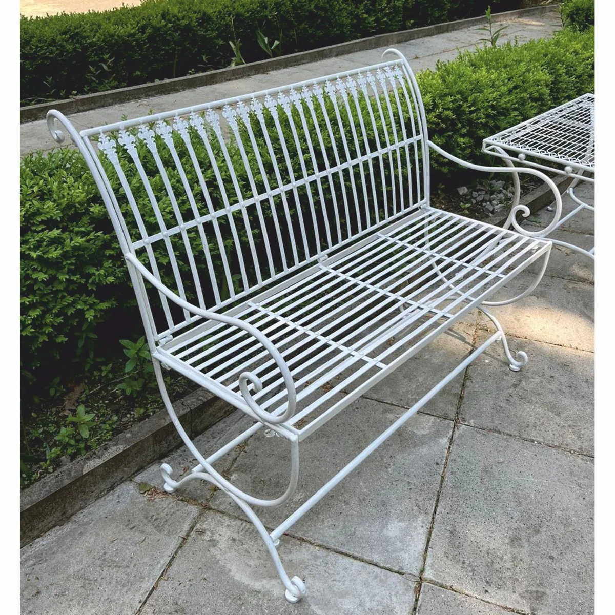 Jugendstil Gartenbank Weiß 103,5 cm - Barock & Jugendstil Garten Möbel