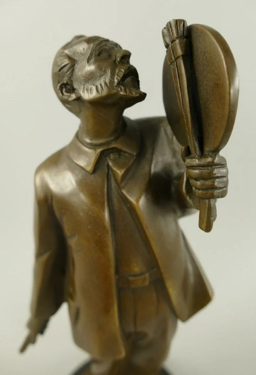 Luxus Jugendstil Bronze Skulptur Vincent van Gogh Bronze / Schwarz 10 x 9 x H. 26 cm - Bronze Figur mit Marmorsockel - Dekofigur - Deko Accessoires