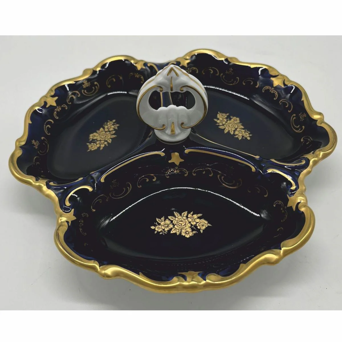 Luxus Barock Porzellan Servierschale mit Tragegriff Ø 25 cm - Reichenbach Porzellan