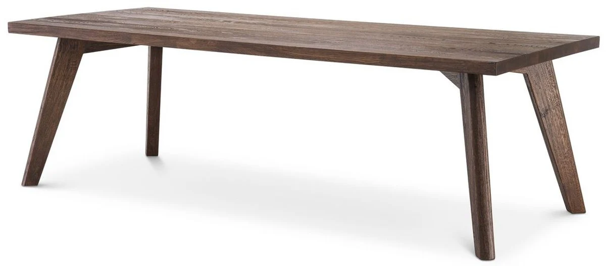 Luxus Massivholz Esstisch Braun 280 x 110,5 x H. 76 cm - Rechteckiger Eichenholz Küchentisch - Massivholz Esszimmer Möbel - Luxus Qualität