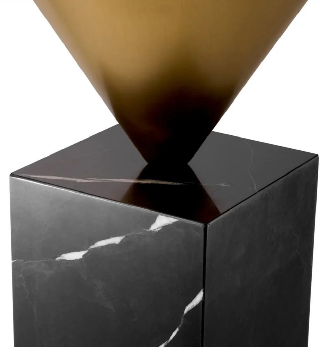 Luxus Beistelltisch Messing / Schwarz Ø 42 x H. 61 cm